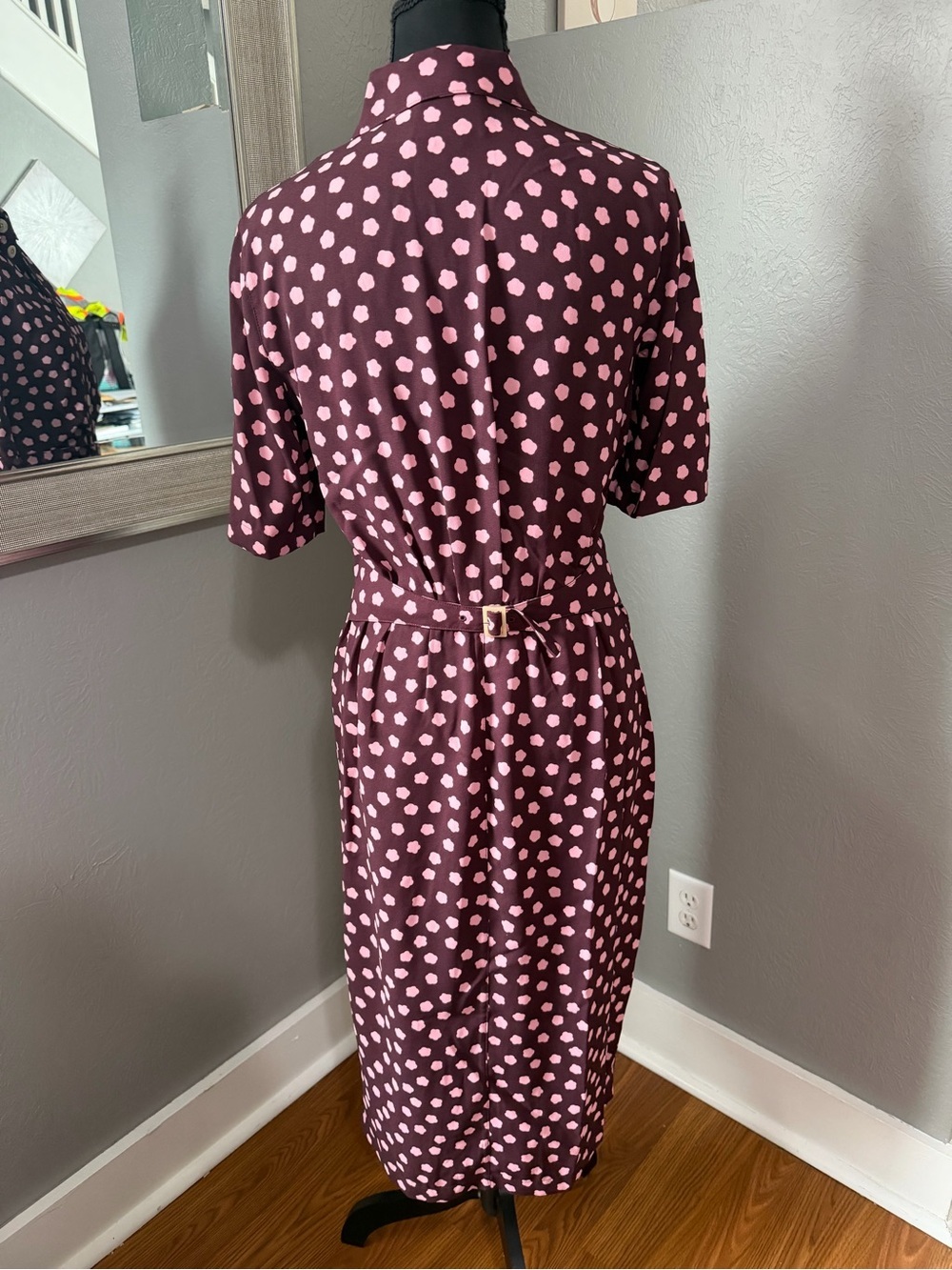 NWOT Kate Spade Mission Fig Cloud Dot Button Front Ruched MIDI Dress Cottagecore - Picture 4 of 8
